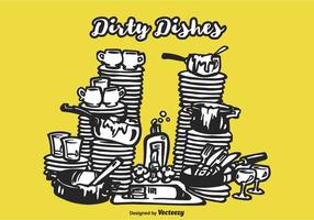 Illustration vectorielle Drawn Dirty Dishes gratuit vecteur