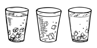 jolie tasse d'eau, de jus ou de soda. illustration en verre. ensemble de clipart de boisson simple vecteur