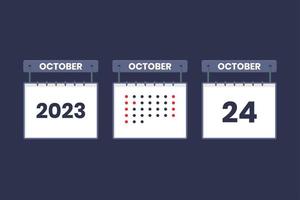 Conception du calendrier 2023 icône du 24 octobre. Calendrier du 24 octobre, rendez-vous, concept de date importante. vecteur