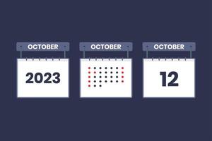 Conception du calendrier 2023 icône du 12 octobre. Calendrier du 12 octobre, rendez-vous, concept de date importante. vecteur