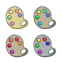 un ensemble d'icônes colorées, une palette ovale avec des peintures multicolores, un outil de dessin, une illustration vectorielle de dessin animé sur fond blanc vecteur