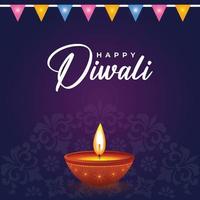 conception de bannière d'affiche de médias sociaux happy diwali festival avec diya vecteur