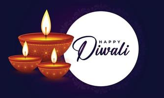 conception de bannière d'affiche de médias sociaux happy diwali festival avec diya vecteur