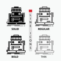Entreprise. marché. organisme. Les données. icône de marché en ligne en mince. habituel. ligne en gras et style de glyphe. illustration vectorielle vecteur
