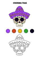 crâne mexicain de couleur. feuille de travail pour les enfants. vecteur