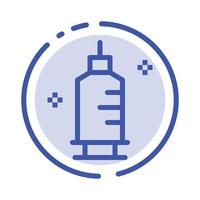 chimie médecine pharmacie seringue bleu pointillé ligne icône vecteur