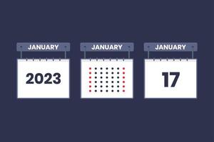 Conception du calendrier 2023 icône du 17 janvier. Calendrier du 17 janvier, rendez-vous, concept de date importante. vecteur