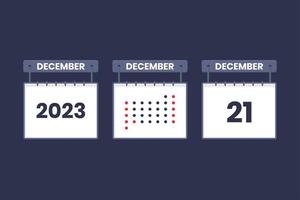 Conception du calendrier 2023 icône du 21 décembre. Calendrier du 21 décembre, rendez-vous, concept de date importante. vecteur