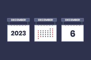 Conception du calendrier 2023 icône du 6 décembre. Calendrier du 6 décembre, rendez-vous, concept de date importante. vecteur