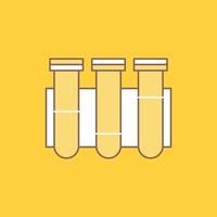 test. tube. la science. laboratoire. icône remplie de ligne plate de sang. beau bouton logo sur fond jaune pour ui et ux. site web ou application mobile vecteur