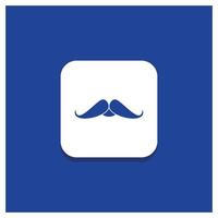 bouton rond bleu pour moustache. branché. movember. Masculin. icône de glyphe hommes vecteur