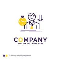 création du logo du nom de l'entreprise en cas d'échec. échouer. triste. la dépression. temps. conception de nom de marque violet et jaune avec place pour le slogan. modèle de logo créatif pour petites et grandes entreprises. vecteur