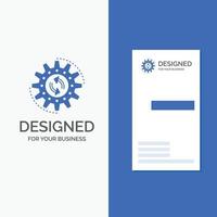 logo d'entreprise pour la gestion. traiter. production. tâche. travailler. modèle de carte de visite bleu vertical. vecteur