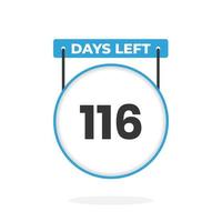 116 jours restants compte à rebours pour la promotion des ventes. 116 jours restants avant la bannière de vente promotionnelle vecteur