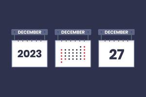 Conception du calendrier 2023 icône du 27 décembre. Calendrier du 27 décembre, rendez-vous, concept de date importante. vecteur