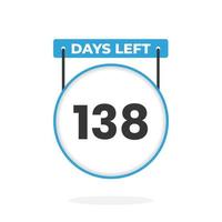 138 jours restants compte à rebours pour la promotion des ventes. 138 jours restants avant la bannière de vente promotionnelle vecteur