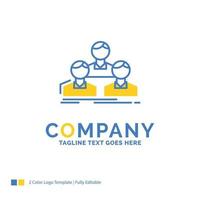 compagnie. employé. groupe. personnes. modèle de logo d'entreprise bleu jaune équipe. lieu de modèle de conception créative pour le slogan. vecteur