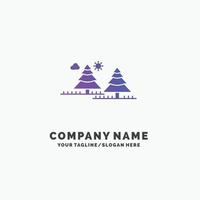 forêt. camping. jungle. arbre. modèle de logo d'entreprise violet pins. place pour le slogan. vecteur