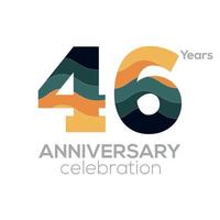 Création de logo du 46e anniversaire, modèle vectoriel d'icône numéro 46. palettes de couleurs minimalistes