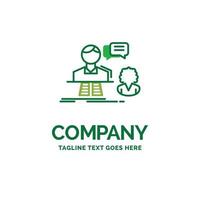 consultation. discuter. réponse. Contactez. prend en charge le modèle de logo d'entreprise plat. conception de marque verte créative. vecteur