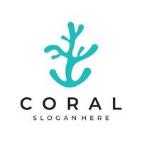 belle conception créative de logo de récif de corail naturel sous-marin coloré. récifs coralliens pour l'habitat du poisson. vecteur