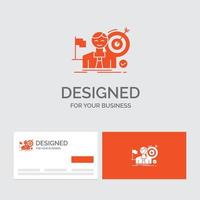 modèle de logo d'entreprise pour les entreprises. objectif. succès. marché. Succès. cartes de visite orange avec modèle de logo de marque. vecteur