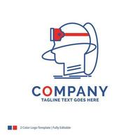 création de logo de nom d'entreprise pour l'homme. homme. réalité. utilisateur. virtuel. vr. conception de nom de marque bleu et rouge avec place pour le slogan. modèle de logo créatif abstrait pour petites et grandes entreprises. vecteur