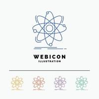 atome. la science. chimie. la physique. modèle d'icône web de ligne de couleur nucléaire 5 isolé sur blanc. illustration vectorielle vecteur