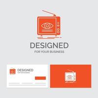 modèle de logo d'entreprise pour l'annonce. diffuser. commercialisation. télévision. la télé. cartes de visite orange avec modèle de logo de marque. vecteur