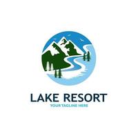 montagne lac logo nature paysage stock illustration vectorielle vecteur