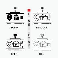 iot. gadgets. l'Internet. de. icône des choses en mince. habituel. ligne en gras et style de glyphe. illustration vectorielle vecteur