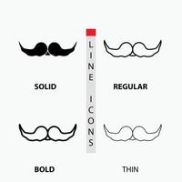 moustache. branché. movember. Masculin. icône hommes en mince. habituel. ligne en gras et style de glyphe. illustration vectorielle vecteur