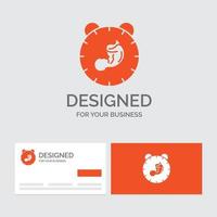 modèle de logo d'entreprise pour la livraison. temps. bébé. naissance. enfant. cartes de visite orange avec modèle de logo de marque. vecteur