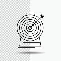 objectif. se concentrer. objectif. cible. icône de ligne de ciblage sur fond transparent. illustration vectorielle icône noire vecteur