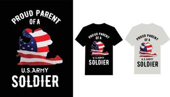 fier parent d'un design de t-shirt de soldat de l'armée américaine vecteur