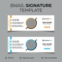 signature d'e-mail moderne d'entreprise ou pied de page d'e-mail et conception de couverture de médias sociaux personnels, modèle plat, abstrait, moderne et minimal avec des couleurs bleu foncé, jaune, noir, mise en page d'illustration vectorielle. vecteur