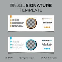 signature d'e-mail moderne d'entreprise ou pied de page d'e-mail et conception de couverture de médias sociaux personnels, modèle plat, abstrait, moderne et minimal avec des couleurs bleu foncé, jaune, noir, mise en page d'illustration vectorielle. vecteur