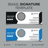 signature d'e-mail moderne d'entreprise ou pied de page d'e-mail et conception de couverture de médias sociaux personnels, modèle plat, abstrait, moderne et minimal avec des couleurs bleu foncé, jaune, noir, mise en page d'illustration vectorielle. vecteur