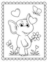 page de coloriage de bébé éléphant, dessin au trait mignon éléphant. dessin au trait d'éléphant vecteur