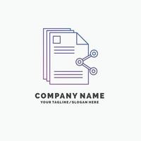 contenu. des dossiers. partage. partager. documenter le modèle de logo d'entreprise violet. place pour le slogan vecteur