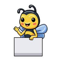 mignon petit dessin animé d'abeille avec signe vierge vecteur