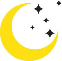 icône d'étoiles de lune jaune. signe de nuit étoile de lune. croissant de lune avec des étoiles la nuit vecteur