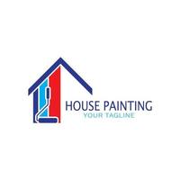 logo icône illustration peinture de maison avec un mélange de pinceaux et de rouleaux pour la conception de peinture murale de maison, maison minimaliste, peinture, intérieur, bâtiment, entreprise immobilière, papier peint, concept vectoriel