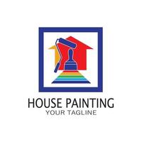 logo icône illustration peinture de maison avec un mélange de pinceaux et de rouleaux pour la conception de peinture murale de maison, maison minimaliste, peinture, intérieur, bâtiment, entreprise immobilière, papier peint, concept vectoriel