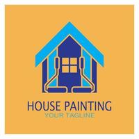 logo icône illustration peinture de maison avec un mélange de pinceaux et de rouleaux pour la conception de peinture murale de maison, maison minimaliste, peinture, intérieur, bâtiment, entreprise immobilière, papier peint, concept vectoriel