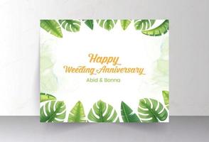 feuilles tropicales vertes et carte d'anniversaire effet smokey vecteur