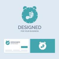 livraison. temps. bébé. naissance. symbole d'icône de glyphe de logo d'entreprise enfant pour votre entreprise. cartes de visite turquoise avec modèle de logo de marque. vecteur