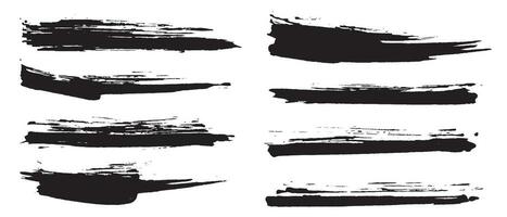 collection de coups de pinceau de peinture noire abstraite dessinée à la main vecteur