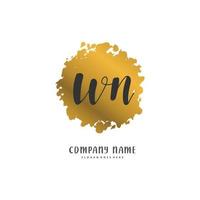 wn écriture initiale et création de logo de signature avec cercle. beau design logo manuscrit pour la mode, l'équipe, le mariage, le logo de luxe. vecteur