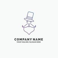 moustache. branché. movember. Père Noël. modèle de logo d'entreprise chapeau violet. place pour le slogan vecteur